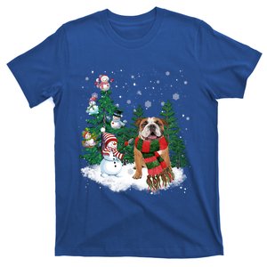 English Bulldog Christmas Snow Xmas Tree Pajama Cute Gift T-Shirt