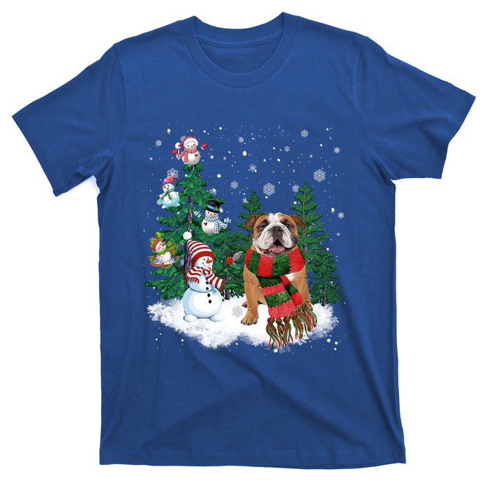 English Bulldog Christmas Snow Xmas Tree Pajama Cute Gift T-Shirt