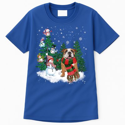 English Bulldog Christmas Snow Xmas Tree Pajama Cute Gift Tall T-Shirt