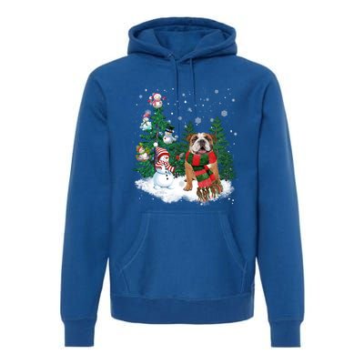 English Bulldog Christmas Snow Xmas Tree Pajama Cute Gift Premium Hoodie