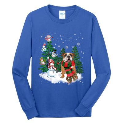 English Bulldog Christmas Snow Xmas Tree Pajama Cute Gift Tall Long Sleeve T-Shirt