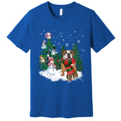 English Bulldog Christmas Snow Xmas Tree Pajama Cute Gift Premium T-Shirt