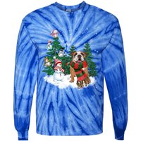 English Bulldog Christmas Snow Xmas Tree Pajama Cute Gift Tie-Dye Long Sleeve Shirt