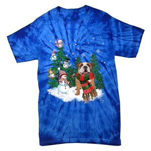 English Bulldog Christmas Snow Xmas Tree Pajama Cute Gift Tie-Dye T-Shirt