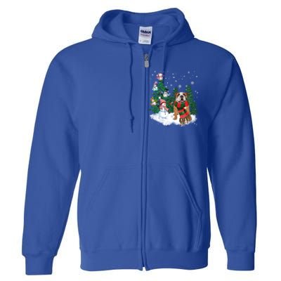 English Bulldog Christmas Snow Xmas Tree Pajama Cute Gift Full Zip Hoodie