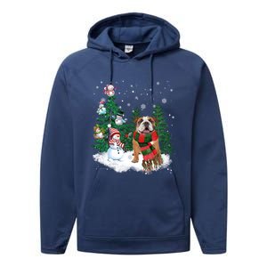 English Bulldog Christmas Snow Xmas Tree Pajama Cute Gift Performance Fleece Hoodie