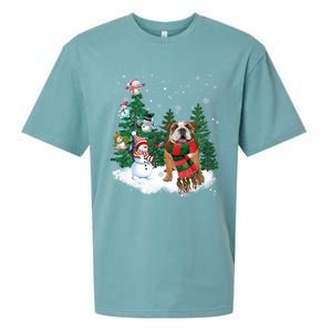 English Bulldog Christmas Snow Xmas Tree Pajama Cute Gift Sueded Cloud Jersey T-Shirt