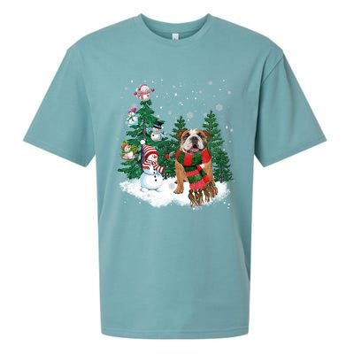 English Bulldog Christmas Snow Xmas Tree Pajama Cute Gift Sueded Cloud Jersey T-Shirt