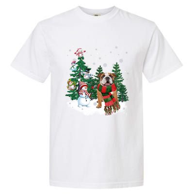 English Bulldog Christmas Snow Xmas Tree Pajama Cute Gift Garment-Dyed Heavyweight T-Shirt