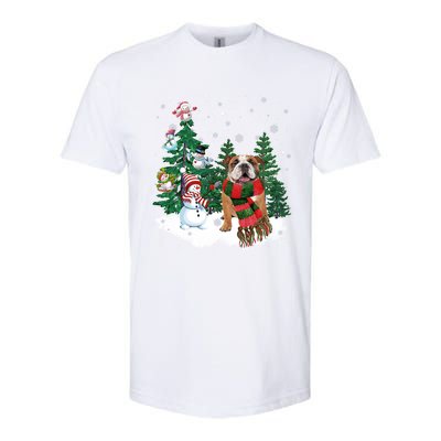 English Bulldog Christmas Snow Xmas Tree Pajama Cute Gift Softstyle CVC T-Shirt