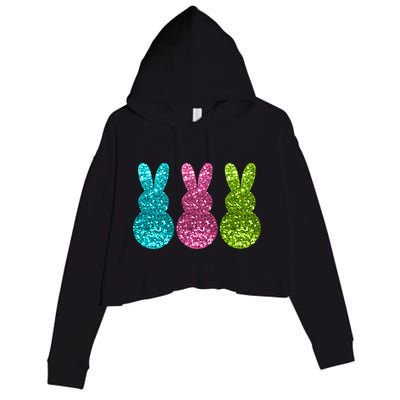 Easter Bunny Cute Pattern Fun Crop Fleece Hoodie