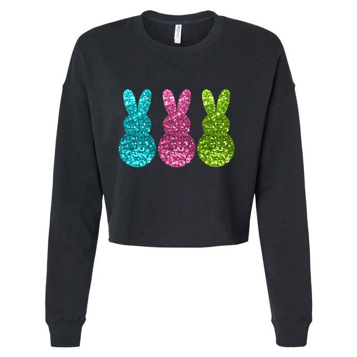 Easter Bunny Cute Pattern Fun Cropped Pullover Crew