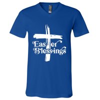 Easter Blessings Cross Religious Easter Christian Cross Gift V-Neck T-Shirt