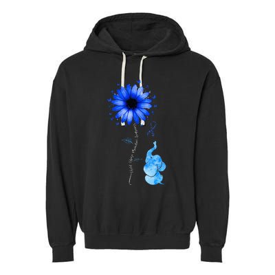 Elephant Butterfly Child Abuse Awareness Blue Ribbon Garment-Dyed Fleece Hoodie