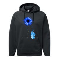 Elephant Butterfly Child Abuse Awareness Blue Ribbon Performance Fleece Hoodie