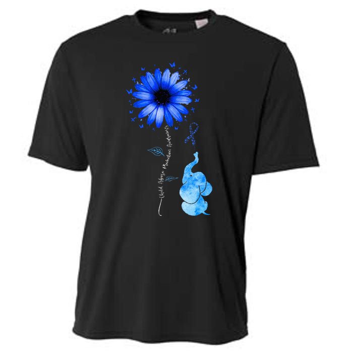 Elephant Butterfly Child Abuse Awareness Blue Ribbon Cooling Performance Crew T-Shirt