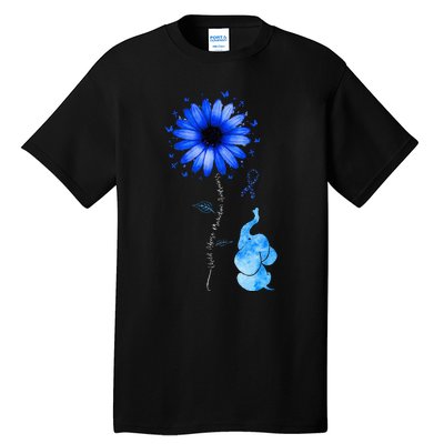 Elephant Butterfly Child Abuse Awareness Blue Ribbon Tall T-Shirt