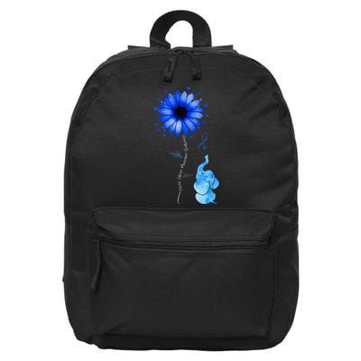 Elephant Butterfly Child Abuse Awareness Blue Ribbon 16 in Basic Backpack