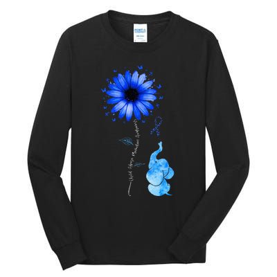 Elephant Butterfly Child Abuse Awareness Blue Ribbon Tall Long Sleeve T-Shirt