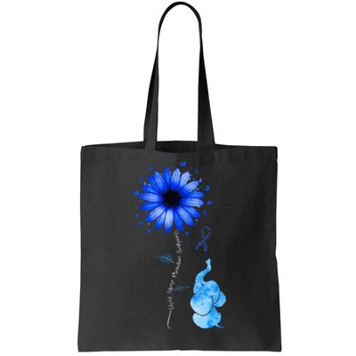 Elephant Butterfly Child Abuse Awareness Blue Ribbon Tote Bag