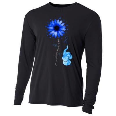 Elephant Butterfly Child Abuse Awareness Blue Ribbon Cooling Performance Long Sleeve Crew