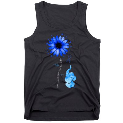 Elephant Butterfly Child Abuse Awareness Blue Ribbon Tank Top