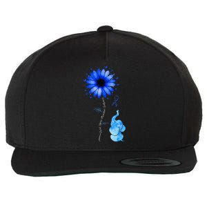 Elephant Butterfly Child Abuse Awareness Blue Ribbon Wool Snapback Cap