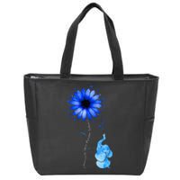 Elephant Butterfly Child Abuse Awareness Blue Ribbon Zip Tote Bag