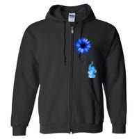 Elephant Butterfly Child Abuse Awareness Blue Ribbon Full Zip Hoodie