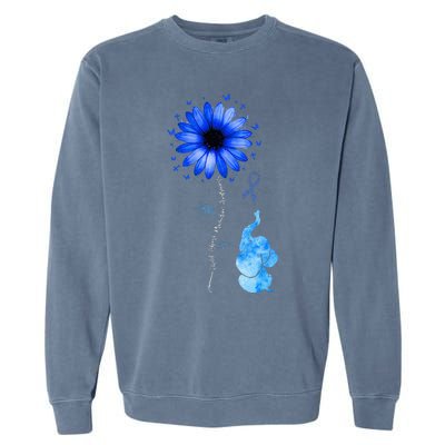 Elephant Butterfly Child Abuse Awareness Blue Ribbon Garment-Dyed Sweatshirt