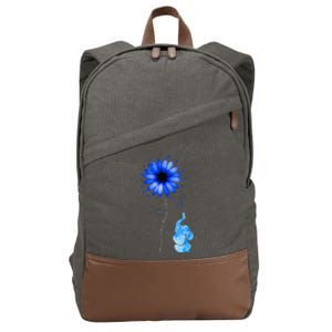 Elephant Butterfly Child Abuse Awareness Blue Ribbon Cotton Canvas Backpack