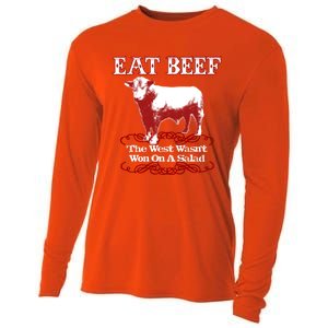 Eat Beef Cool Gift West Wasn't Won On Salad Hereford Cool Gift Cooling Performance Long Sleeve Crew