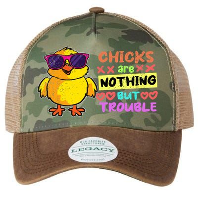 Easter Boy Chicks Are Nothing But Trouble Funny Egg Hunting Legacy Tie Dye Trucker Hat