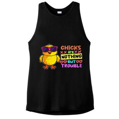 Easter Boy Chicks Are Nothing But Trouble Funny Egg Hunting Ladies PosiCharge Tri-Blend Wicking Tank