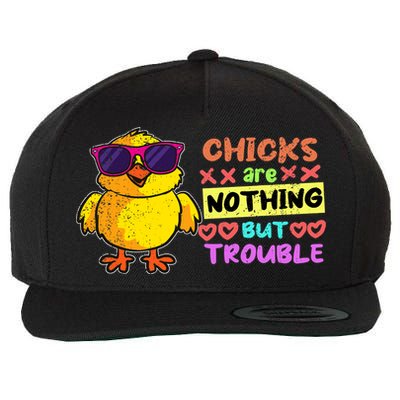Easter Boy Chicks Are Nothing But Trouble Funny Egg Hunting Wool Snapback Cap