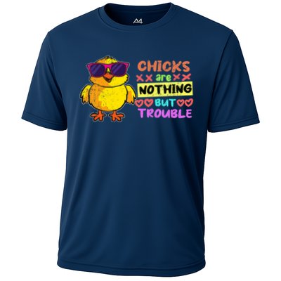 Easter Boy Chicks Are Nothing But Trouble Funny Egg Hunting Performance Shirt