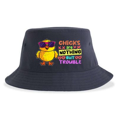 Easter Boy Chicks Are Nothing But Trouble Funny Egg Hunting Sustainable Bucket Hat