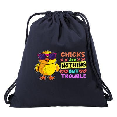 Easter Boy Chicks Are Nothing But Trouble Funny Egg Hunting Drawstring Bag