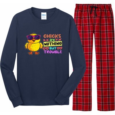 Easter Boy Chicks Are Nothing But Trouble Funny Egg Hunting Long Sleeve Pajama Set