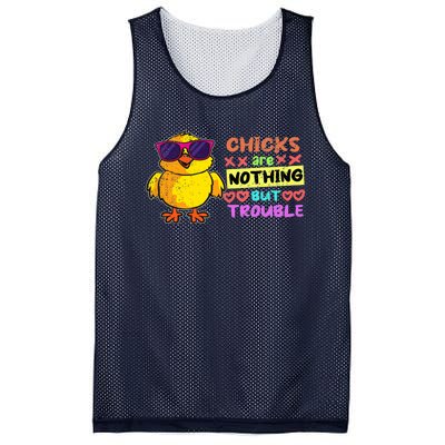 Easter Boy Chicks Are Nothing But Trouble Funny Egg Hunting Mesh Reversible Basketball Jersey Tank