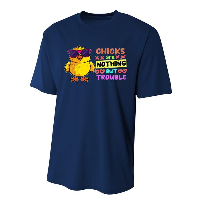 Easter Boy Chicks Are Nothing But Trouble Funny Egg Hunting Performance Sprint T-Shirt