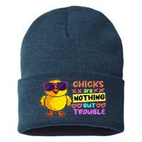 Easter Boy Chicks Are Nothing But Trouble Funny Egg Hunting Sustainable Knit Beanie