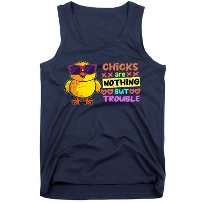 Easter Boy Chicks Are Nothing But Trouble Funny Egg Hunting Tank Top