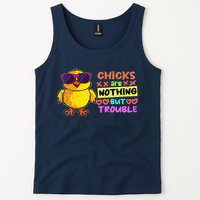 Easter Boy Chicks Are Nothing But Trouble Funny Egg Hunting Tank Top