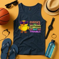 Easter Boy Chicks Are Nothing But Trouble Funny Egg Hunting Tank Top
