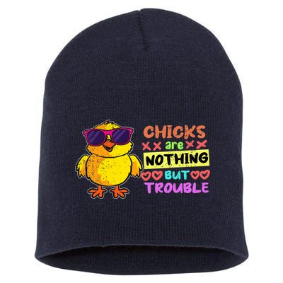 Easter Boy Chicks Are Nothing But Trouble Funny Egg Hunting Short Acrylic Beanie