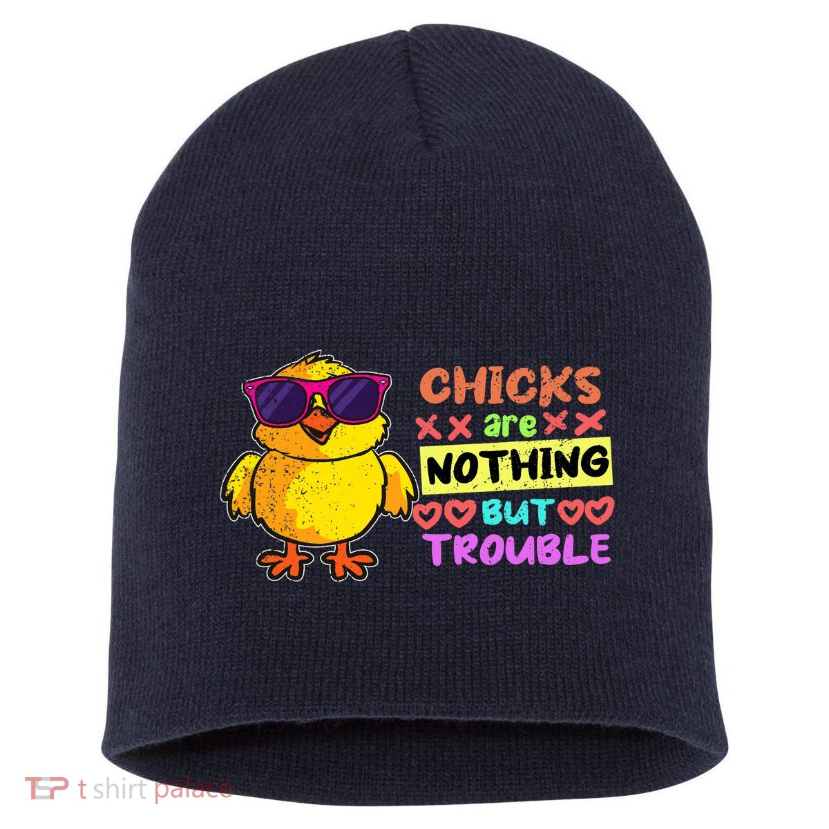 Easter Boy Chicks Are Nothing But Trouble Funny Egg Hunting Short Acrylic Beanie