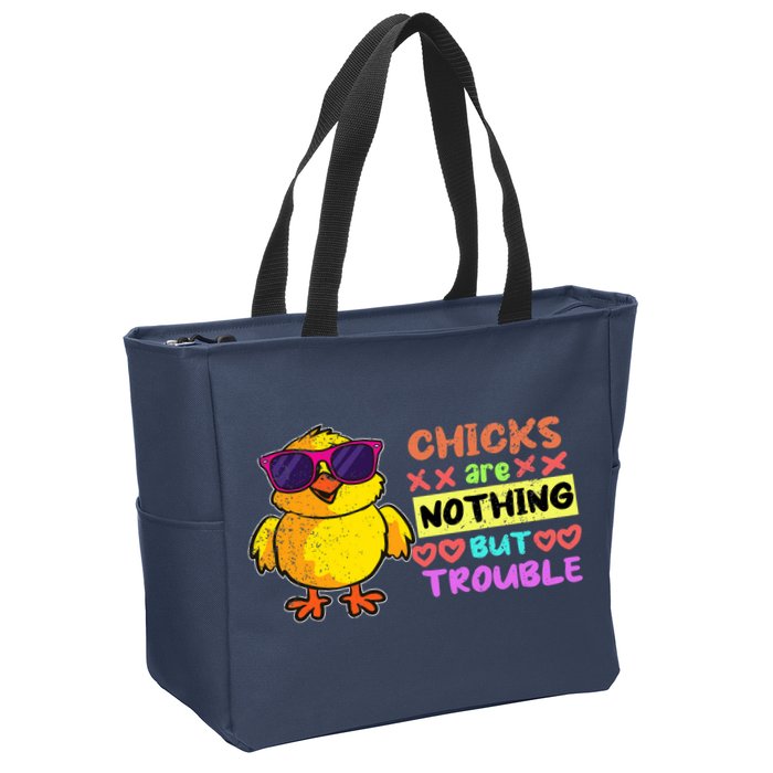 Easter Boy Chicks Are Nothing But Trouble Funny Egg Hunting Zip Tote Bag