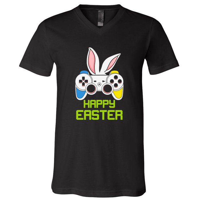 Happy Easter Day Video Game Controller Bunny Gamer Boys V-Neck T-Shirt