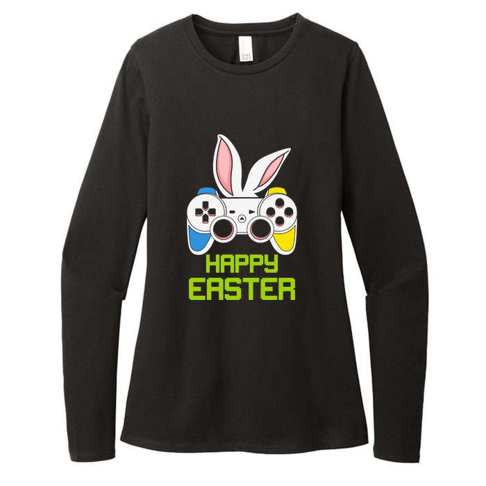 Happy Easter Day Video Game Controller Bunny Gamer Boys Womens CVC Long Sleeve Shirt